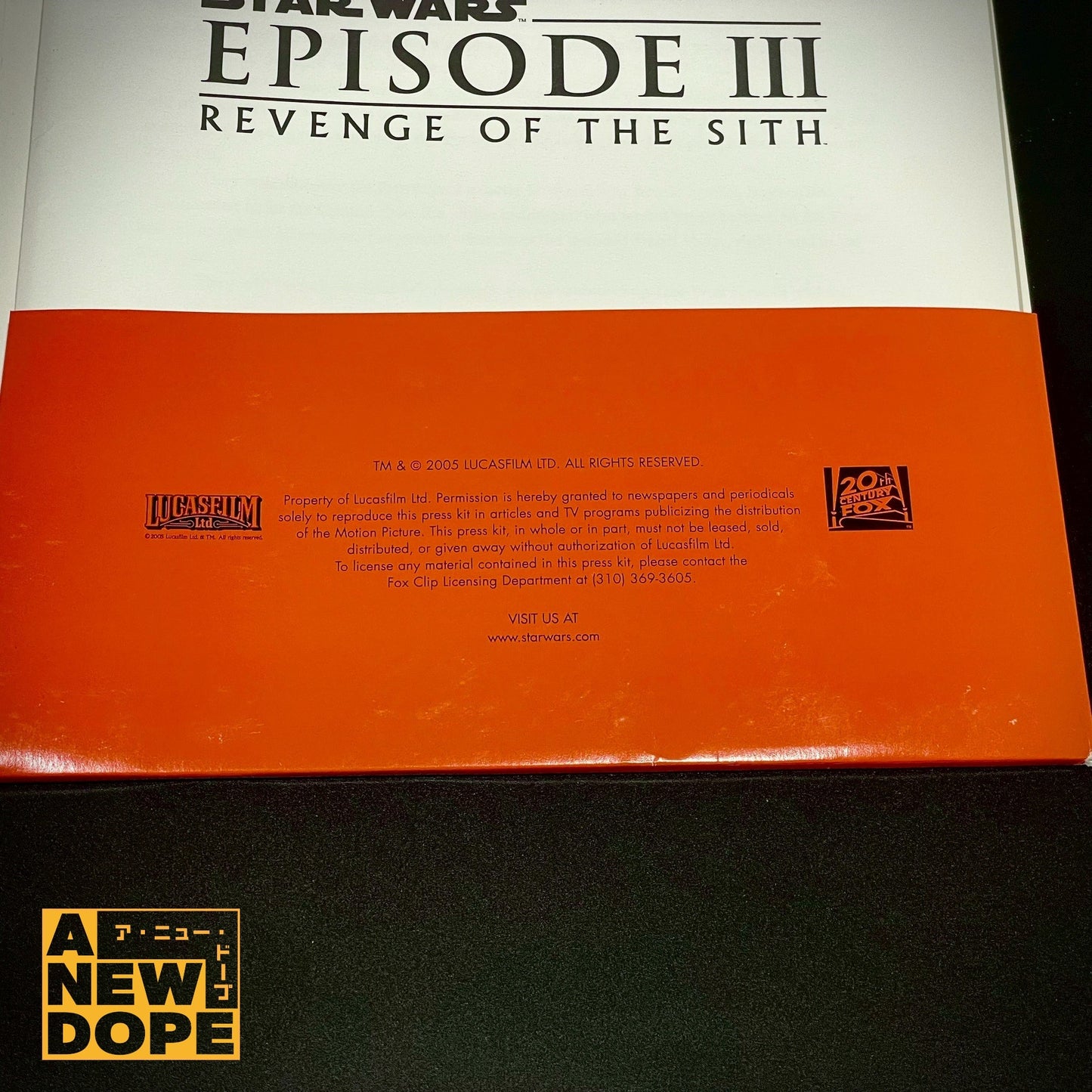 20世紀FOX スター・ウォーズ エピソードIII/シスの復讐 海外版プレスシート