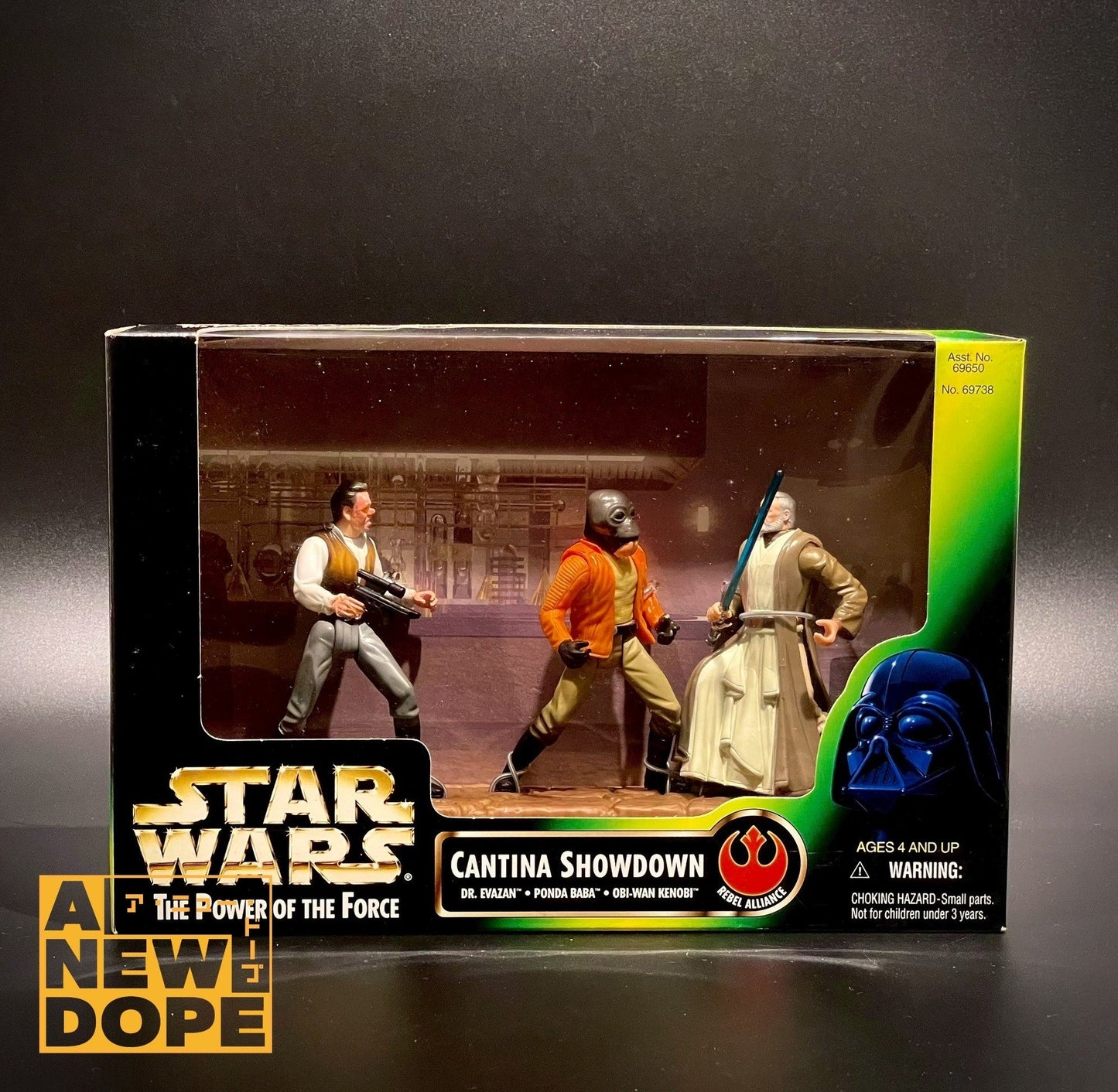 ケナー　カンティーナ・ショーダウン（ベン・ケノービ、ポンダ・ババ、ドクター・エヴァザン）POTF　グリーン　3.75インチ『スター・ウォーズ/新たなる希望』(1977)